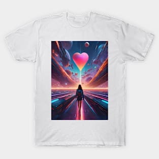 Space girl on valentine's day T-Shirt